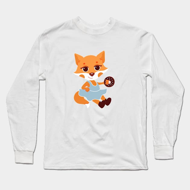 cute fox Long Sleeve T-Shirt by tetiana12.art